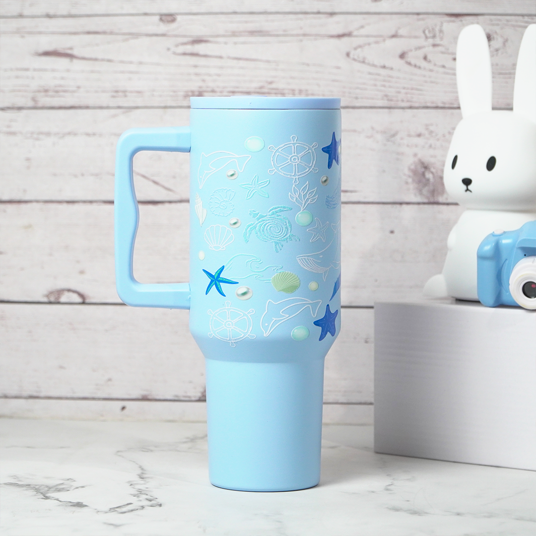 Aqua Marine Insulated Tumbler — Leakproof & Insulated (Sky Blue)