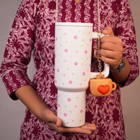 Blooming Garden Floral Tumbler with Straw & Handle