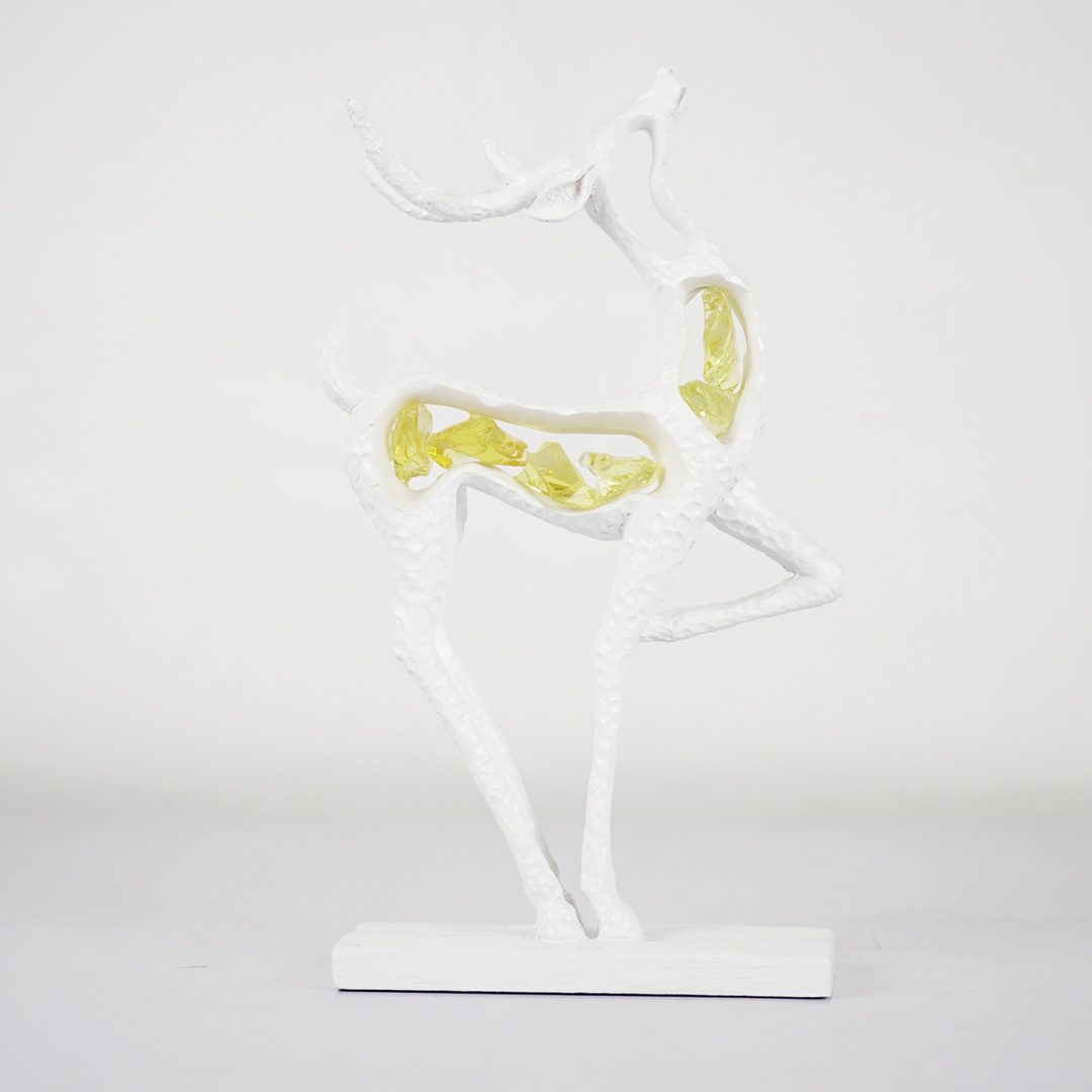 Elegant Abstract Deer Showpiece with Golden Stone Inlay