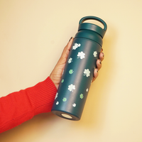 Clover Design Insulated Tumbler – Hot & Cold Stainless Steel Bottle with Extra Lid, Spill-Proof