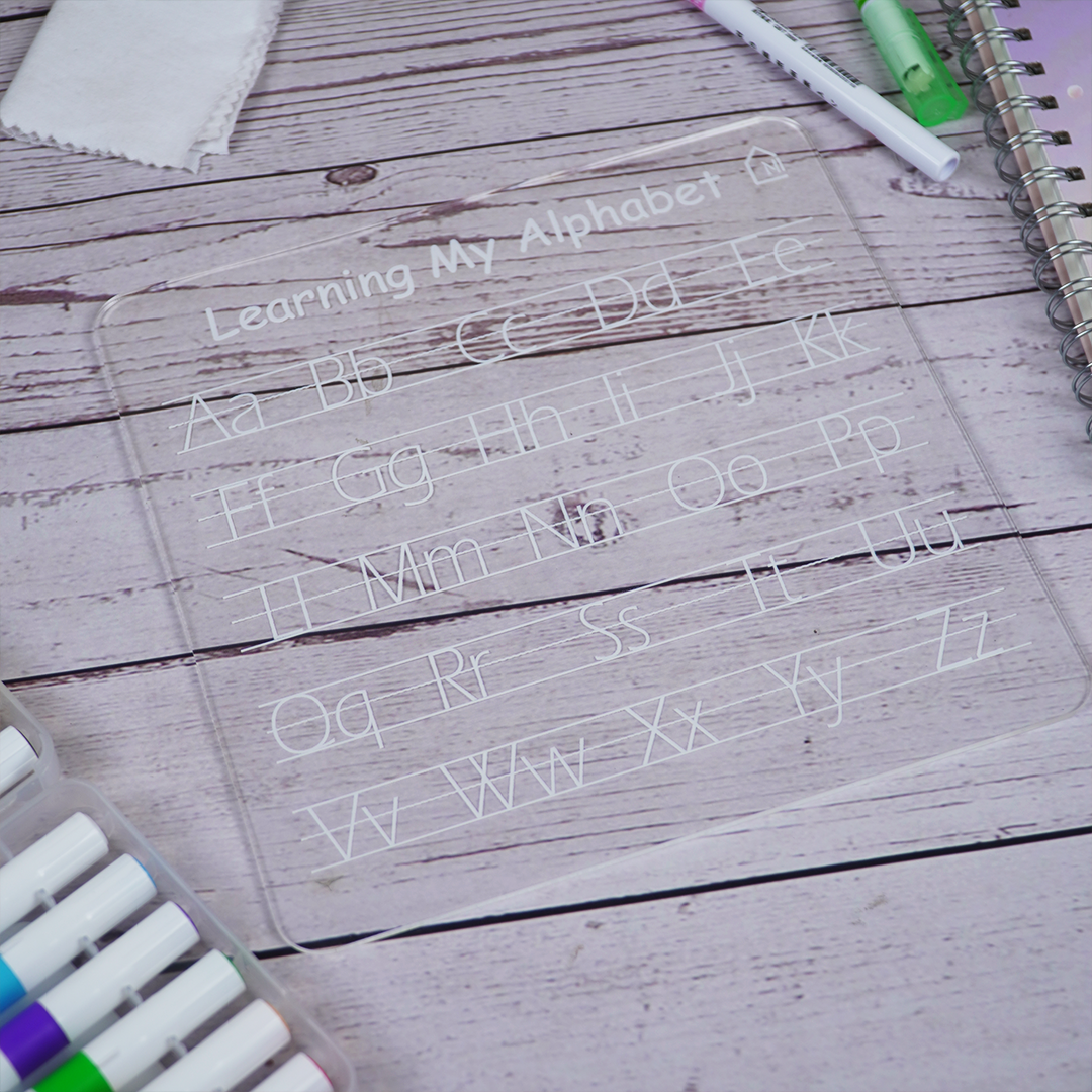 Reusable Alphabet Learning Writing Board for Kids with pen box & Cleaning Cloth