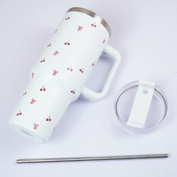 Cherry Daze Insulated Travel Tumbler with Handle & Lid with straw