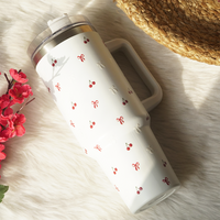Cherry Daze Insulated Travel Tumbler with Handle & Lid with straw