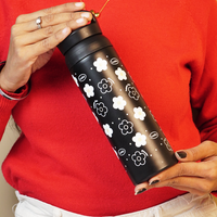 Black Floral Stainless Steel Insulated Tumbler