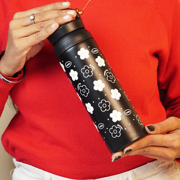 Black Floral Stainless Steel Insulated Tumbler