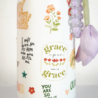 Floral Stainless Steel Tumbler with Charm & Handle