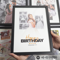 Personalized Birthday Photo Frame | Custom Happy Birthday Collage Frame with Name & Date