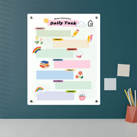 Acrylic Daily Task Planner Milky Board – Rainbow Theme Dry Erase Schedule Organizer | Kids & Home Study Wall Board | Monday to Sunday Layout
