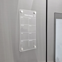 Acrylic Weekly Magnetic Planner Board – Fridge Organizer with Grocery List, Marker & Rag