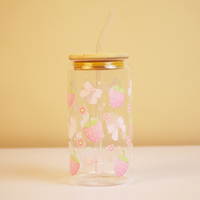 Set-2 Premium Glass Drinking Jar with Bamboo Lid & Straw