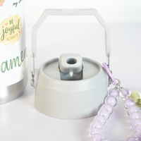 Floral Stainless Steel Tumbler with Charm & Handle