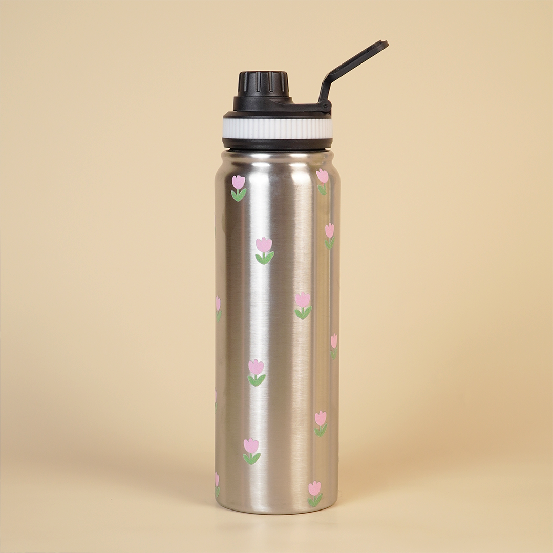 Stainless Steel Floral Printed Water Bottle