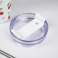 1200ml Cherry Print Insulated Stainless Steel Tumbler with Handle & Straw | Leakproof Travel Mug | Hot & Cold Beverage Cup | Height 27 cm, Width 7 cm