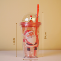 Merry Christmas Transparent Sipper with Dome Lid & Straw (Random Design Only Pack of 1)