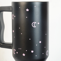 Moon & Stars Stainless Steel Tumbler with Handle | 40oz Insulated Travel Mug