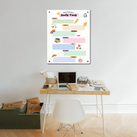 Acrylic Daily Task Planner Milky Board – Rainbow Theme Dry Erase Schedule Organizer | Kids & Home Study Wall Board | Monday to Sunday Layout