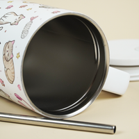Meow Cat Insulated Tumbler— Leakproof & Insulated (White)
