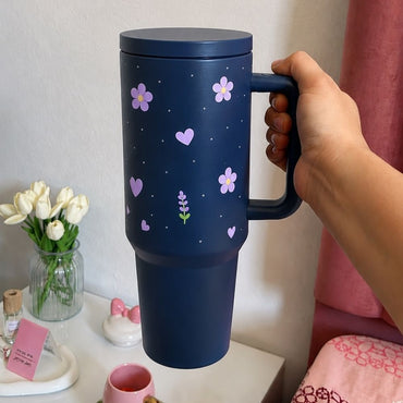 Purple Floral & Heart Starlit Purple Insulated Tumbler