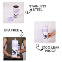 Kuromi Stainless Steel Insulated Tumbler with Straw & Carry Loop