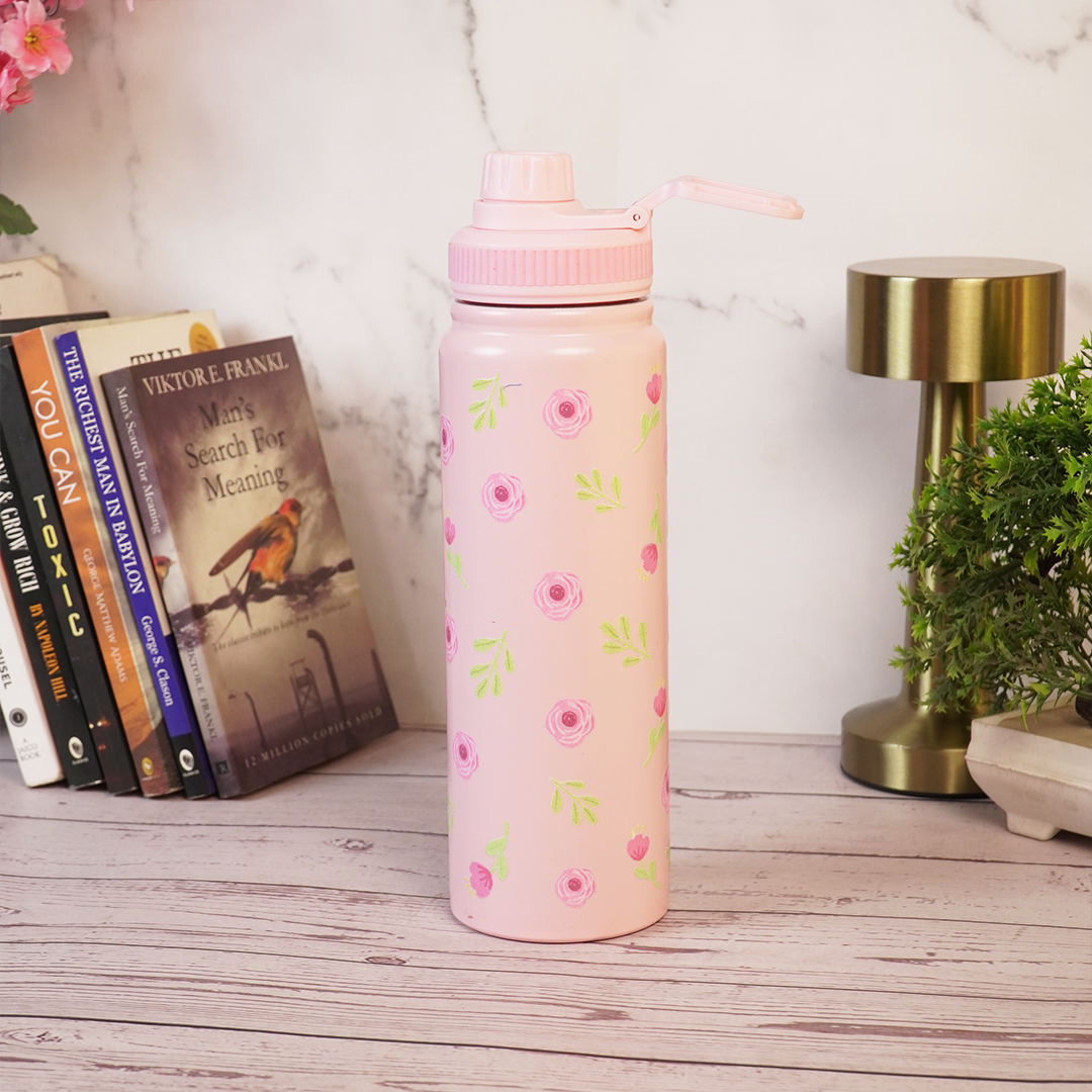 Floral rose Design Stainless Steel Bottle