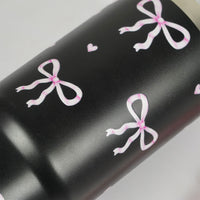 Bow Print Tumbler with Handle & Charm | Reusable Travel Cup | Cute Everyday Drinkware