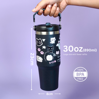Meow Magic Tumbler – Cute Cat Print Stainless Steel Double-Wall Insulated Mug