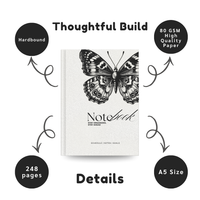 Butterfly Aesthetic Notebook for Notes, Goals & Planning | Minimal Black & White Hardcover Journal