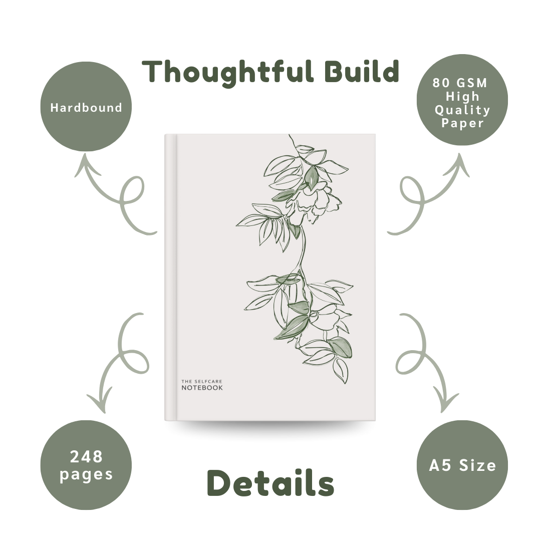 Minimal Floral Self-Care Notebook | Aesthetic Botanical Journal for Daily Notes & Mindfulness