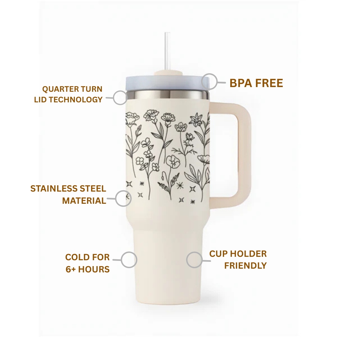 Minimal Floral Line Art Tumbler