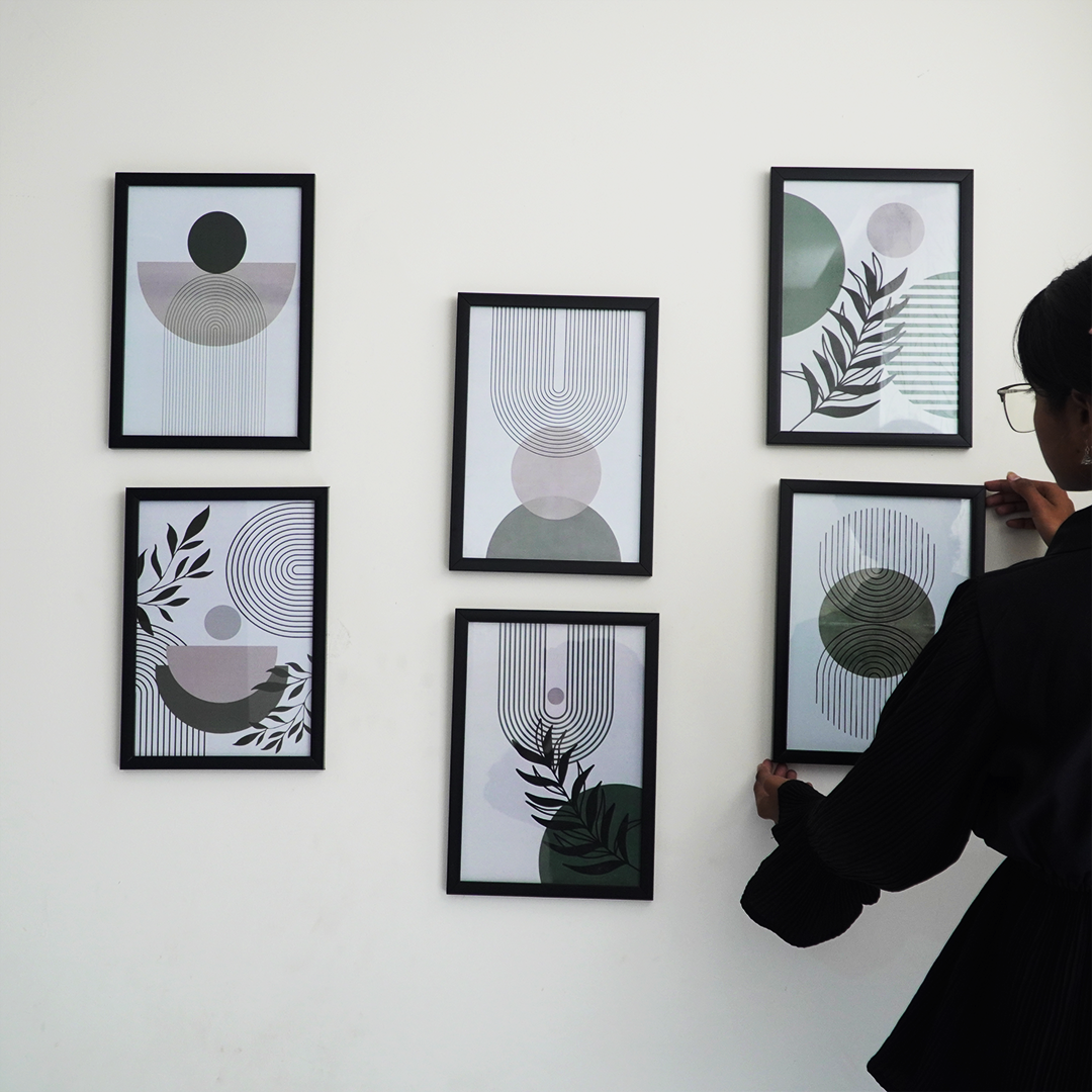 Minimalist Geometric Wall Art Frame Set-6 – Modern Botanical Abstract Wall Decor