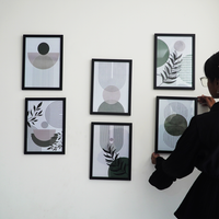 Minimalist Geometric Wall Art Frame Set-6 – Modern Botanical Abstract Wall Decor