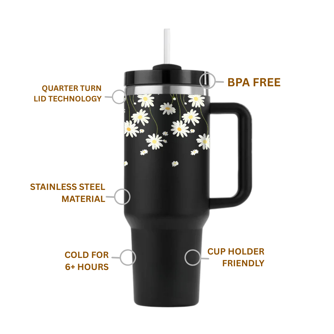 White Daisy Line Art Tumbler