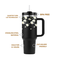 White Daisy Line Art Tumbler