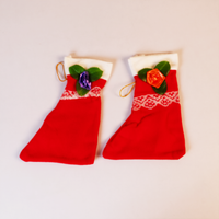 Set-4 Decorative Hanging Socks with Floral Design