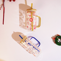 Set of 2 Bloom & Cheer Glass Tumblers – Where Everyday Elegance Meets Festive Joy
