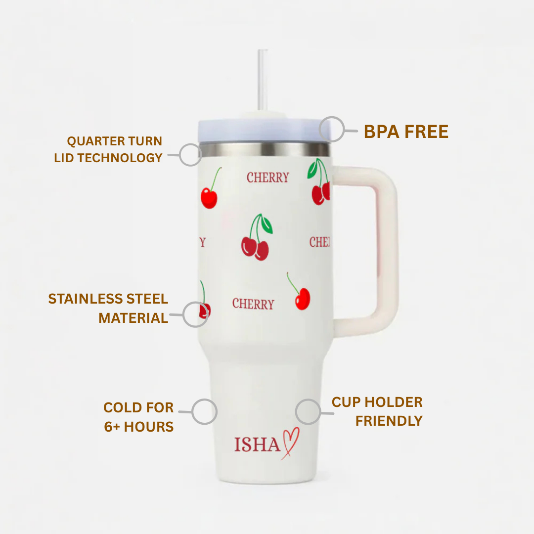 Personalized CherrySip™ Tumbler with Straw & Lid