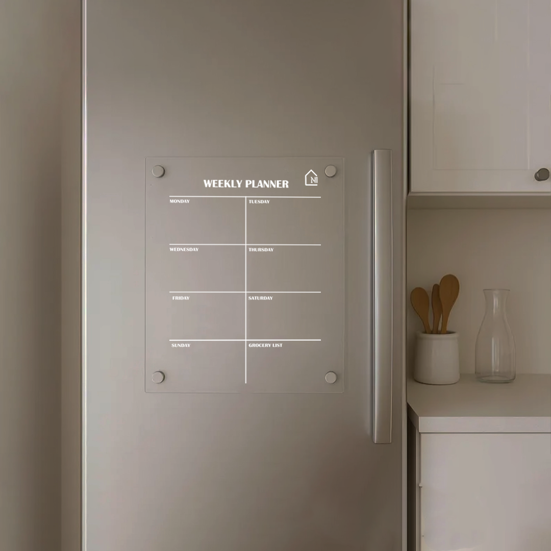 Premium Acrylic Weekly Fridge Planner & Grocery List Board
