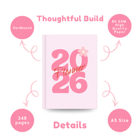 2026 Planner Diary – Cute Pink Daily Planner Notebook for Goal Planning, Journaling & Productivity