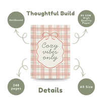 Cozy Vibes Only Aesthetic Notebook | Cute Pastel Checkered Journal for Daily Notes & Journaling