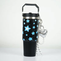 Star Print Tumbler with Handle & Straw | Reusable Travel Cup | Stylish Everyday Drinkware