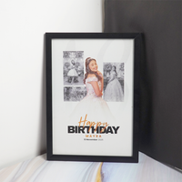 Personalized Birthday Photo Frame | Custom Happy Birthday Collage Frame with Name & Date