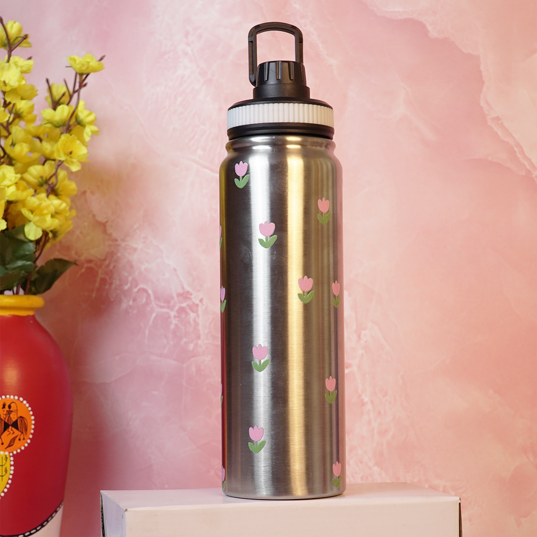 Stainless Steel Floral Printed Water Bottle