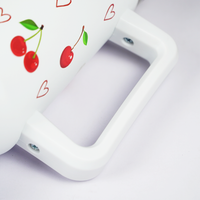 1200ml Cherry Print Insulated Stainless Steel Tumbler with Handle & Straw | Leakproof Travel Mug | Hot & Cold Beverage Cup | Height 27 cm, Width 7 cm