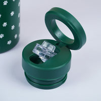 Green Floral Insulated Water Bottle