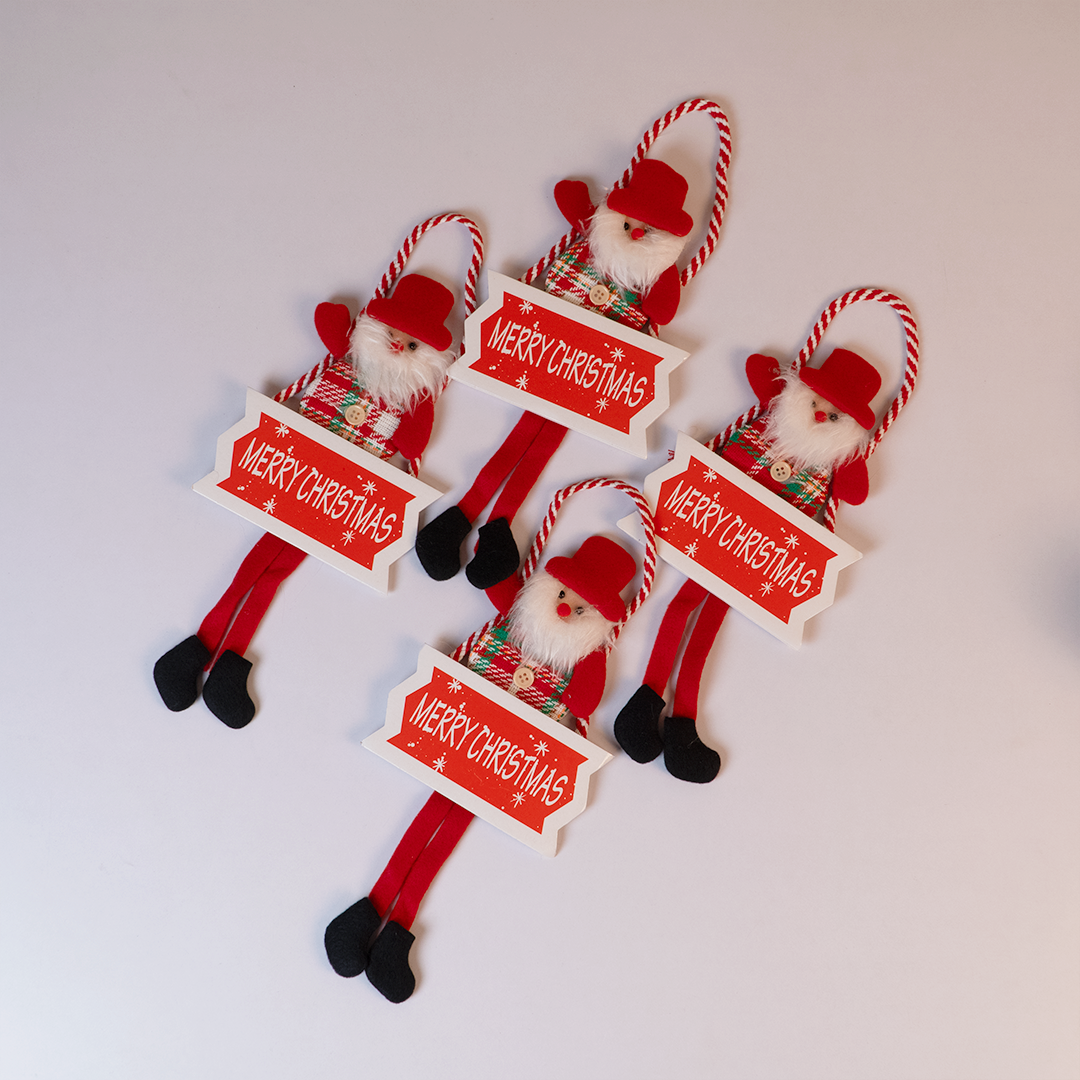 Set-4 Santa Hanging Decoration with “Merry Christmas” Sign