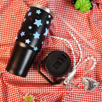 Star Print Tumbler with Handle & Straw | Reusable Travel Cup | Stylish Everyday Drinkware