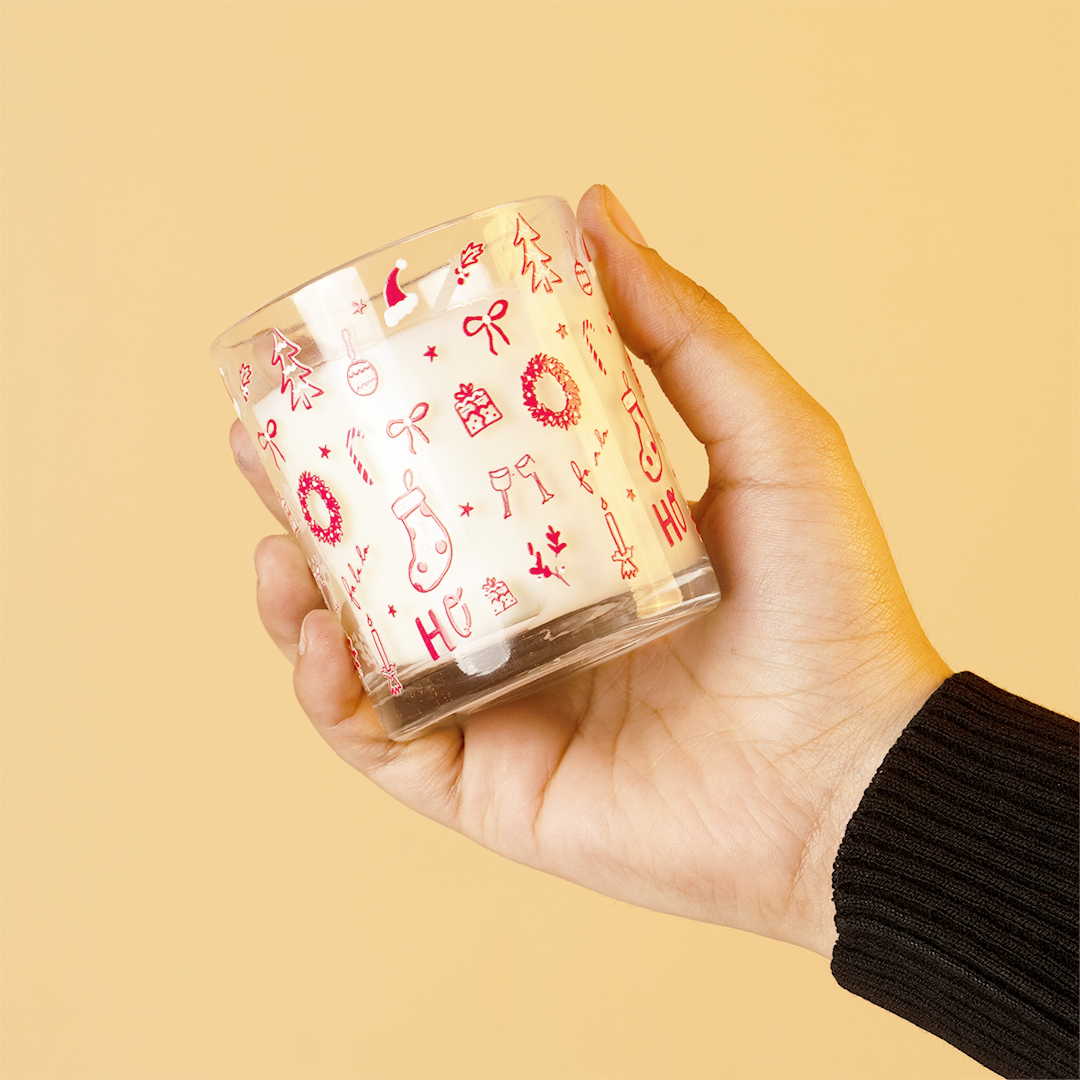 Set-3 Christmas Ho Ho Ho Scented Glass Candles