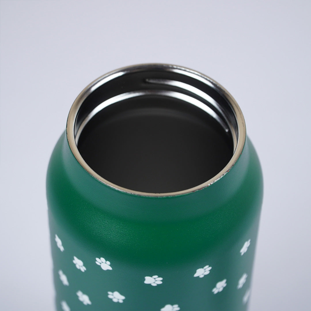 Green Floral Insulated Water Bottle