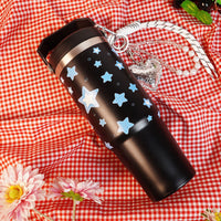Star Print Tumbler with Handle & Straw | Reusable Travel Cup | Stylish Everyday Drinkware