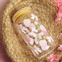 Set-2 Premium Glass Drinking Jar with Bamboo Lid & Straw